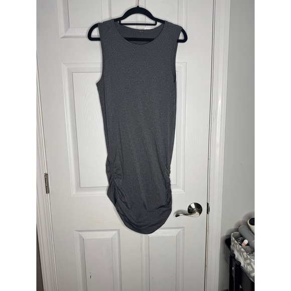 LULULEMON In The Flow Tank Dress Gray Seamless Ruched Size 6 - Picture 2 of 6